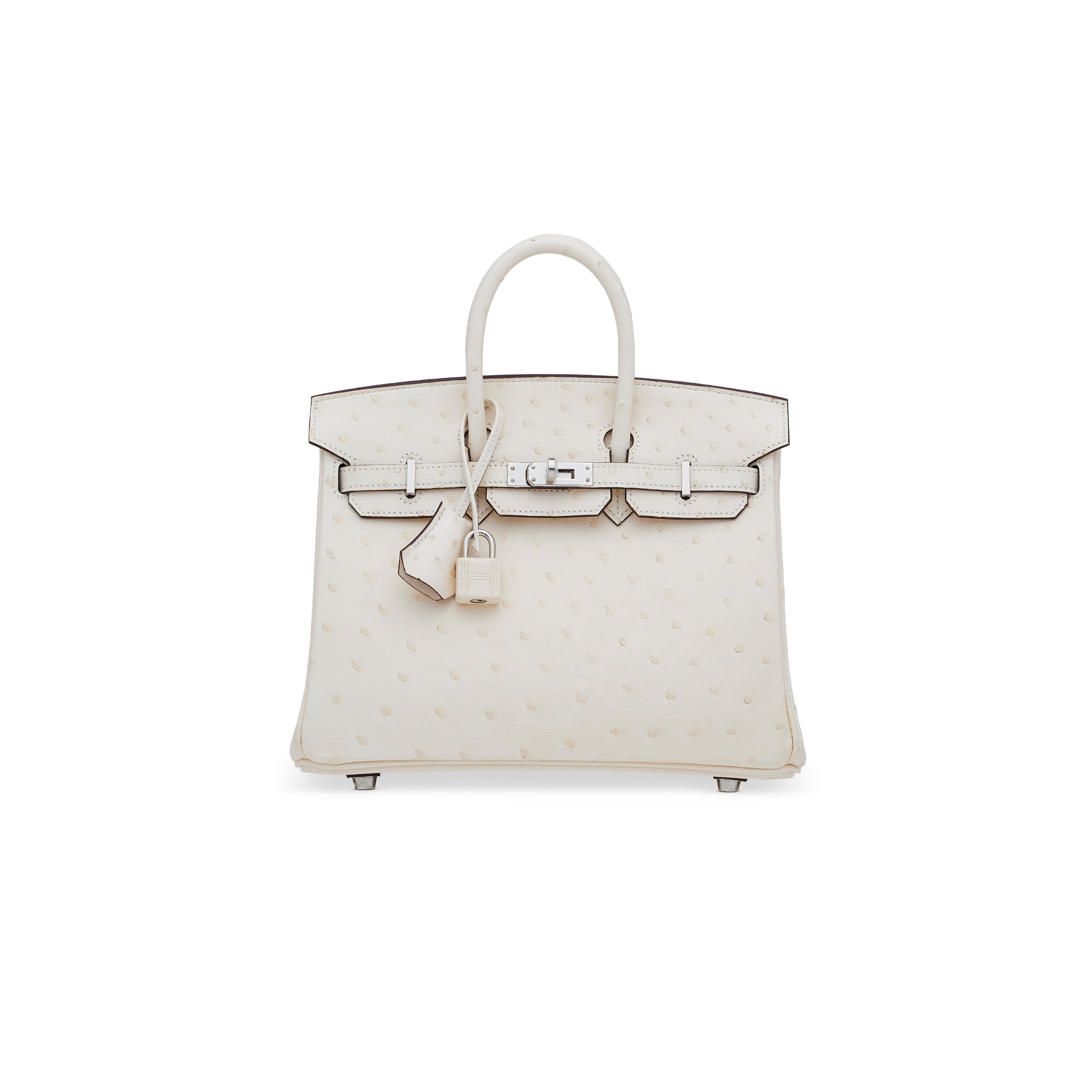 H**mes master birkin 25 ostrich leather wool white silver buckle h041944ck86 (25*20*13cm)